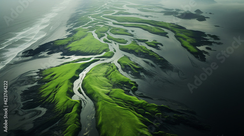 Green river in aerial view.
