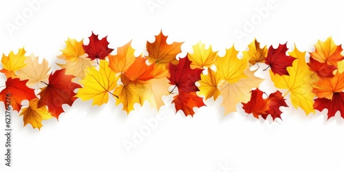  Isolated on White - Embracing the Colors of Fall Foliage - Striking and Versatile Design - A Captivating Autumn Leaves Border, Isolated on a White Background. Generative AI Digital Illustration