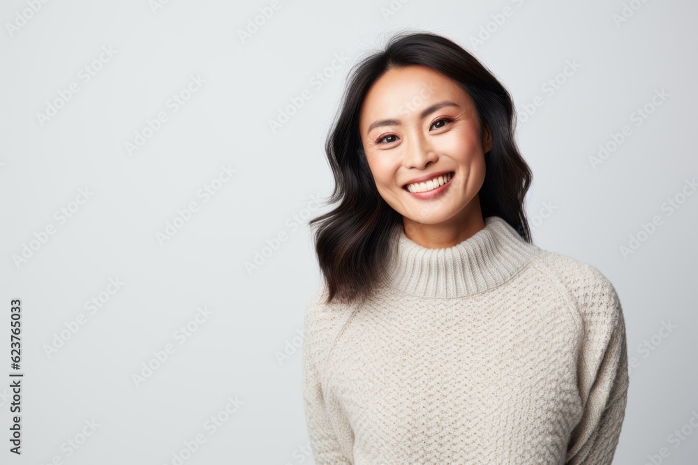 Portrait of a smiling young asian woman standing against white background Portrait of a smiling young asian woman standing against white background