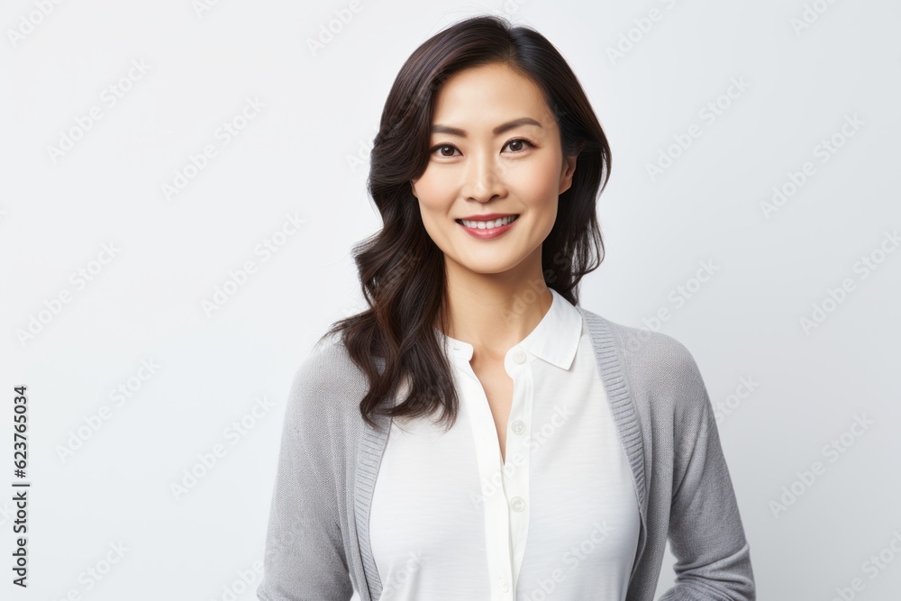 Portrait of happy smiling young asian businesswoman, over white background Portrait of happy smiling young asian businesswoman, over white background