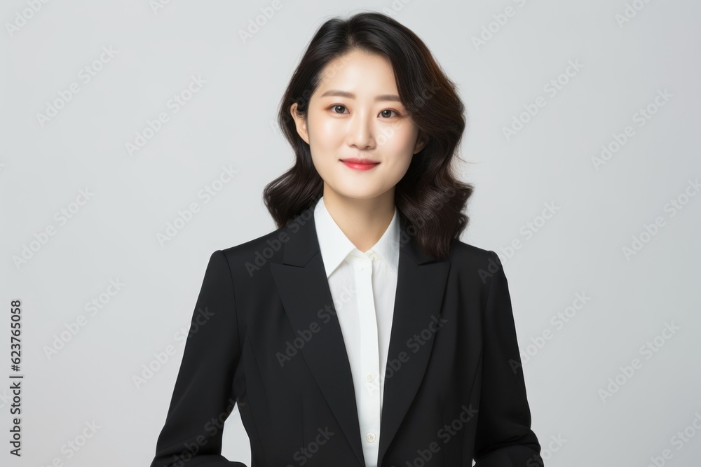 Portrait of Asian businesswoman in suit smiling and looking at camera Portrait of Asian businesswoman in suit smiling and looking at camera