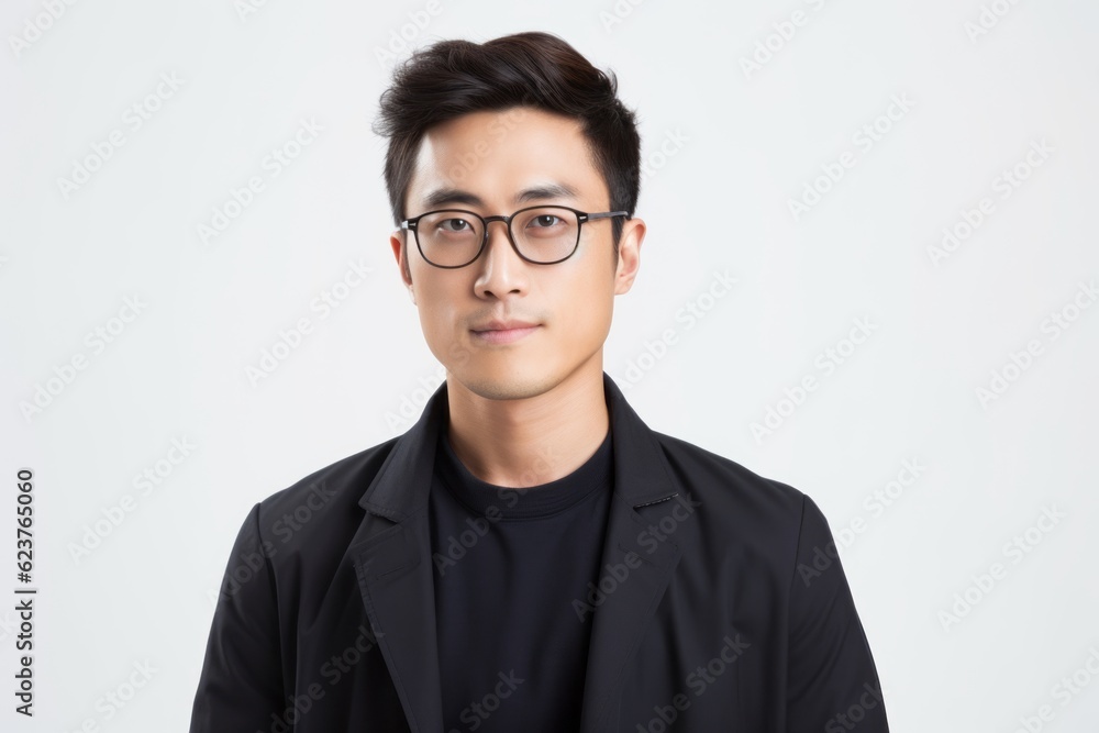 Portrait of a handsome young asian man wearing eyeglasses