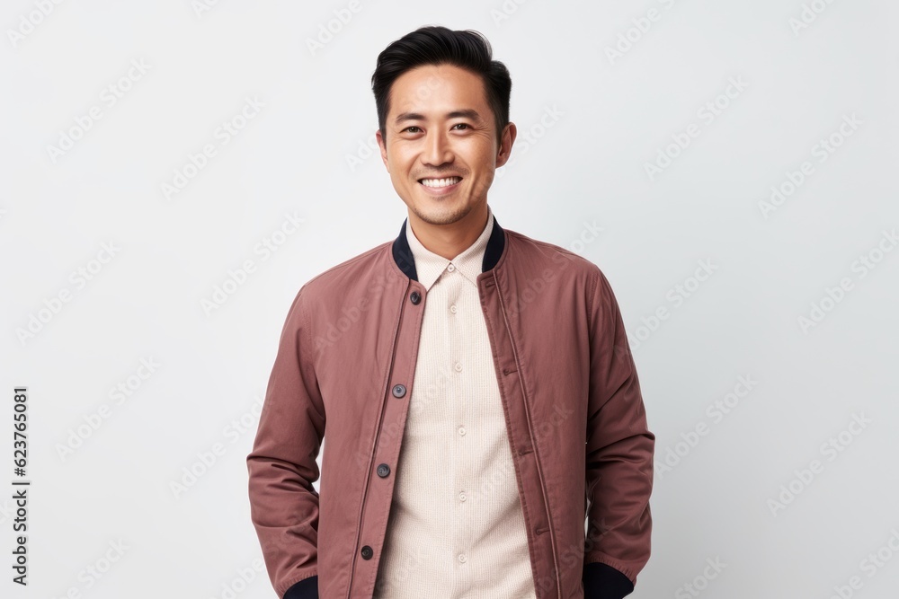 Portrait of a smiling young asian man standing against white background Portrait of a smiling young asian man standing against white background