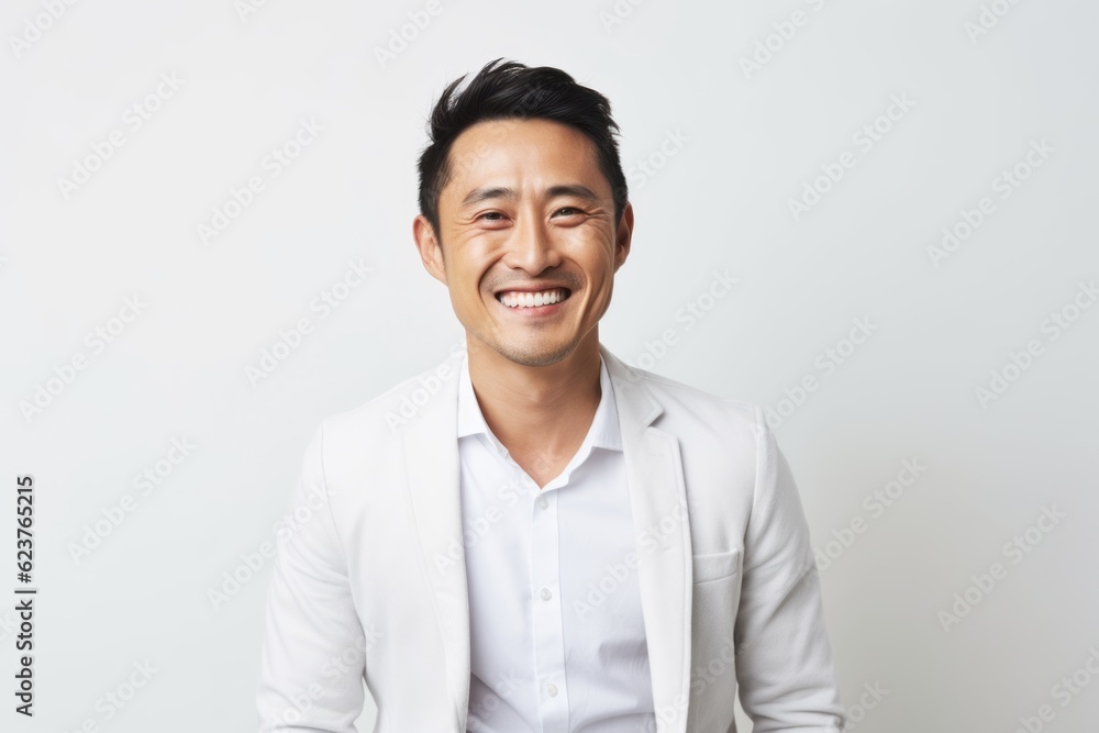 Portrait of a happy young asian man smiling on white background Portrait of a happy young asian man smiling on white background