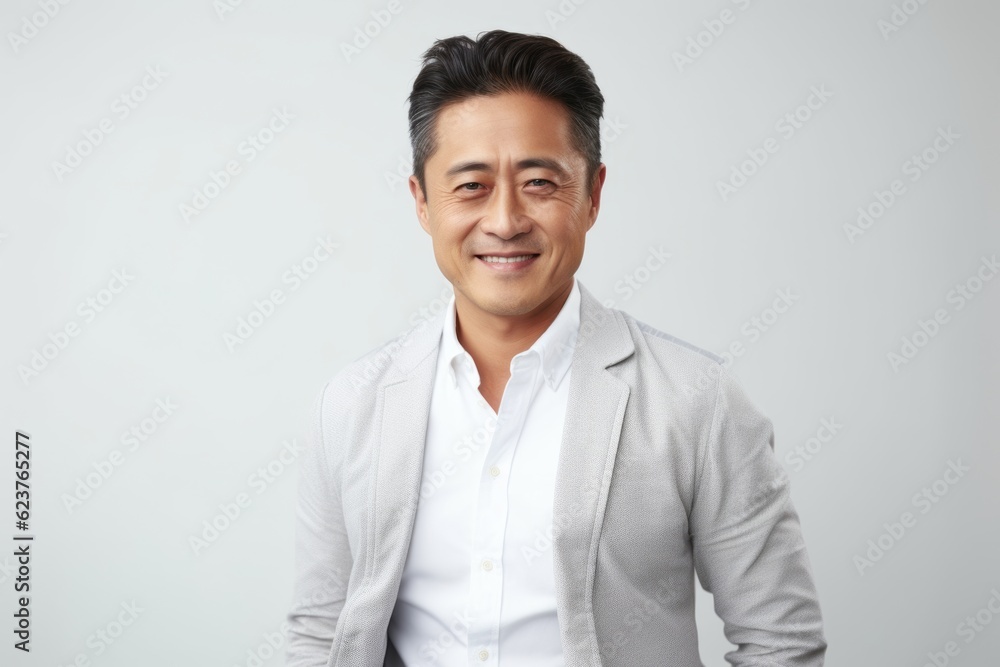 Portrait of a smiling asian business man standing against white background Portrait of a smiling asian business man standing against white background