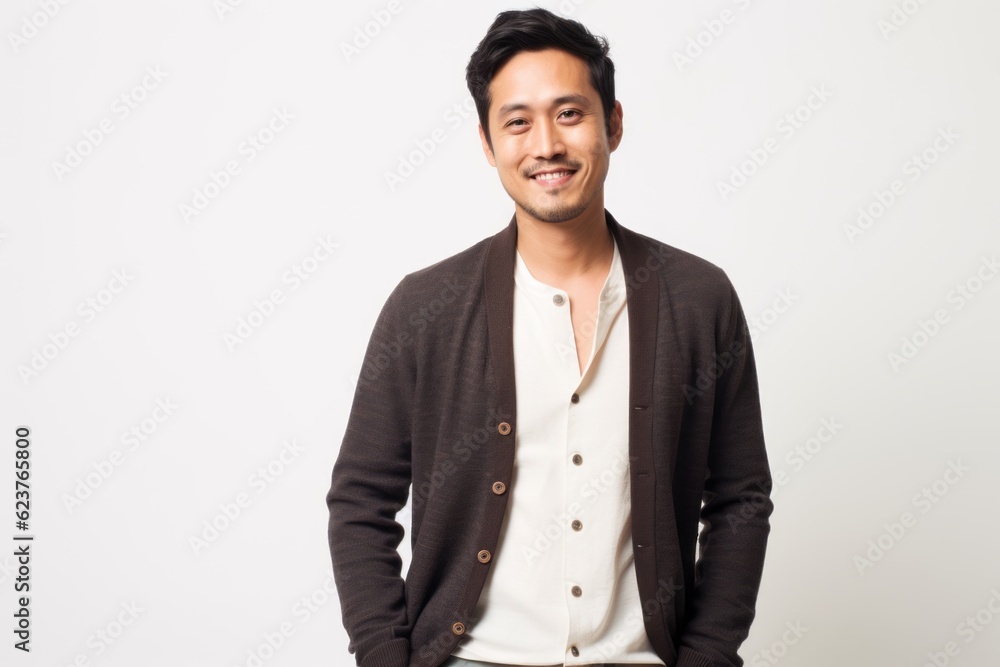 Portrait of a happy young asian man standing against white background Portrait of a happy young asian man standing against white background