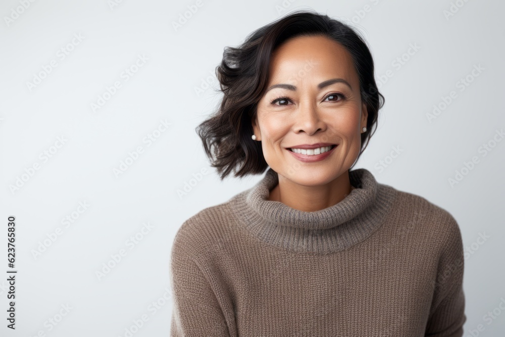Portrait of a happy businesswoman smiling at camera over white background Portrait of a happy businesswoman smiling at camera over white background