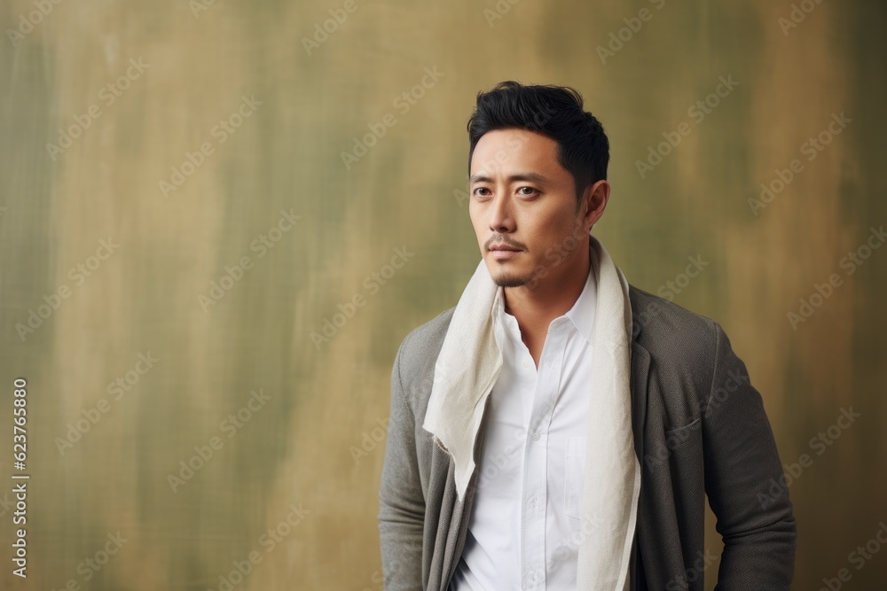 Medium shot portrait photography of a tender Chinese man in his 30s wearing a chic cardigan against an abstract background Medium shot portrait photography of a tender Chinese man in his 30s wearing a chic cardigan against an abstract background