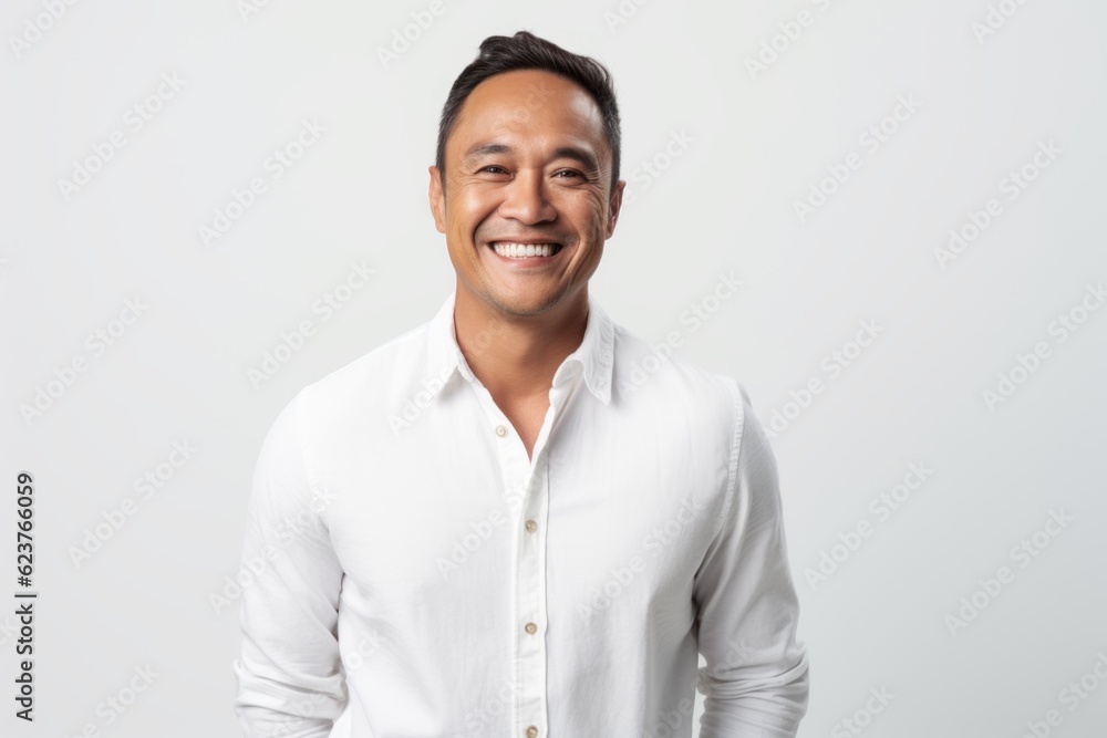 Portrait of happy asian man smiling and looking at camera isolated on white background Portrait of happy asian man smiling and looking at camera isolated on white background