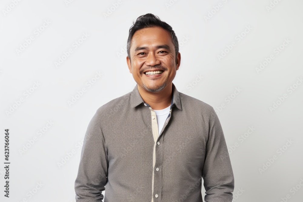 Portrait of a smiling asian man looking at camera against white background Portrait of a smiling asian man looking at camera against white background