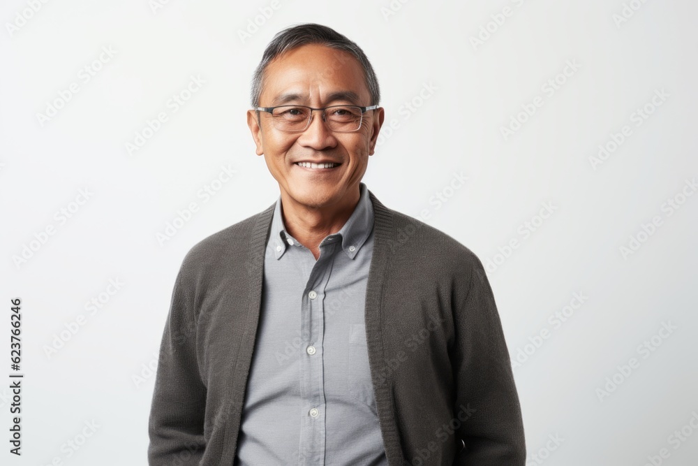 Portrait of a happy senior asian man smiling on white background Portrait of a happy senior asian man smiling on white background