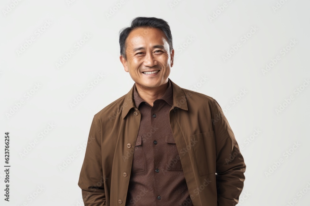 Portrait of a happy middle-aged asian man smiling at camera Portrait of a happy middle-aged asian man smiling at camera