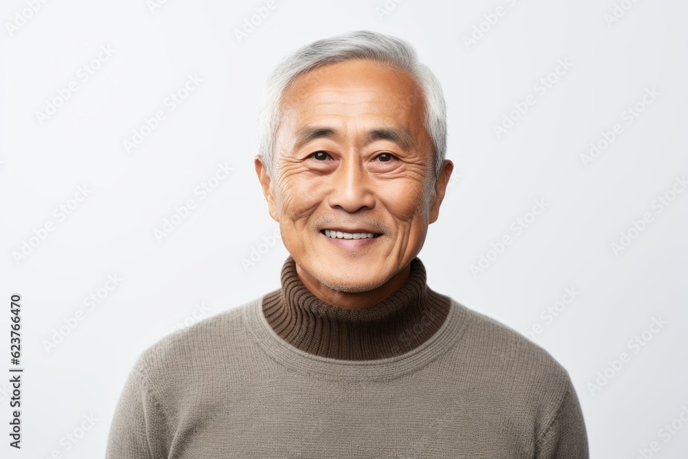 Senior asian man wearing a turtleneck smiling at the camera Senior asian man wearing a turtleneck smiling at the camera