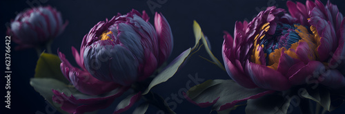 Peony flowers closeup. AI generated illustration