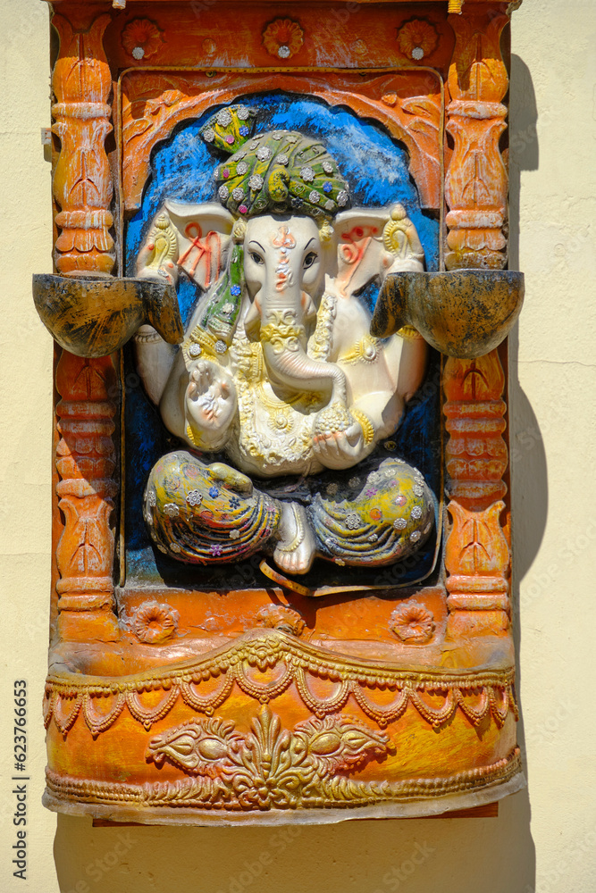 Figure Hindu god Ganesha wall.