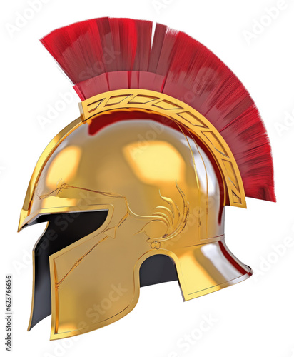 Ancient Greek Spartan Helmet Isolated on Transparent Background - Generative AI 