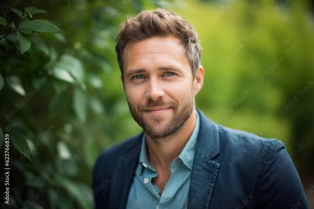 Portrait photography of a pleased Russian man in his 30s wearing a chic cardigan against an abstract background Portrait photography of a pleased Russian man in his 30s wearing a chic cardigan against an abstract background