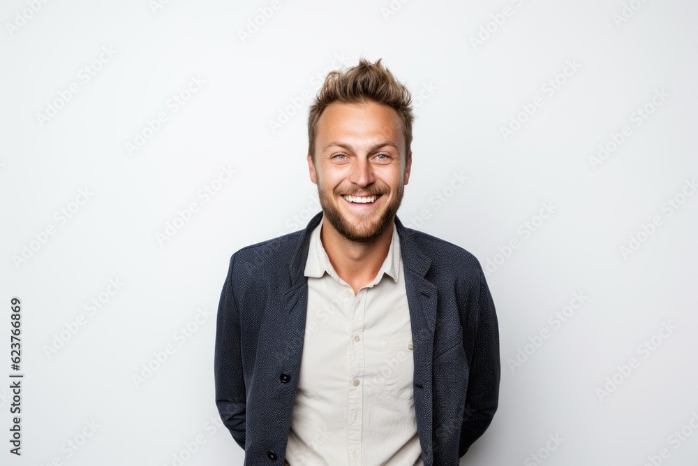 Portrait of a happy young man smiling at the camera over white background Portrait of a happy young man smiling at the camera over white background