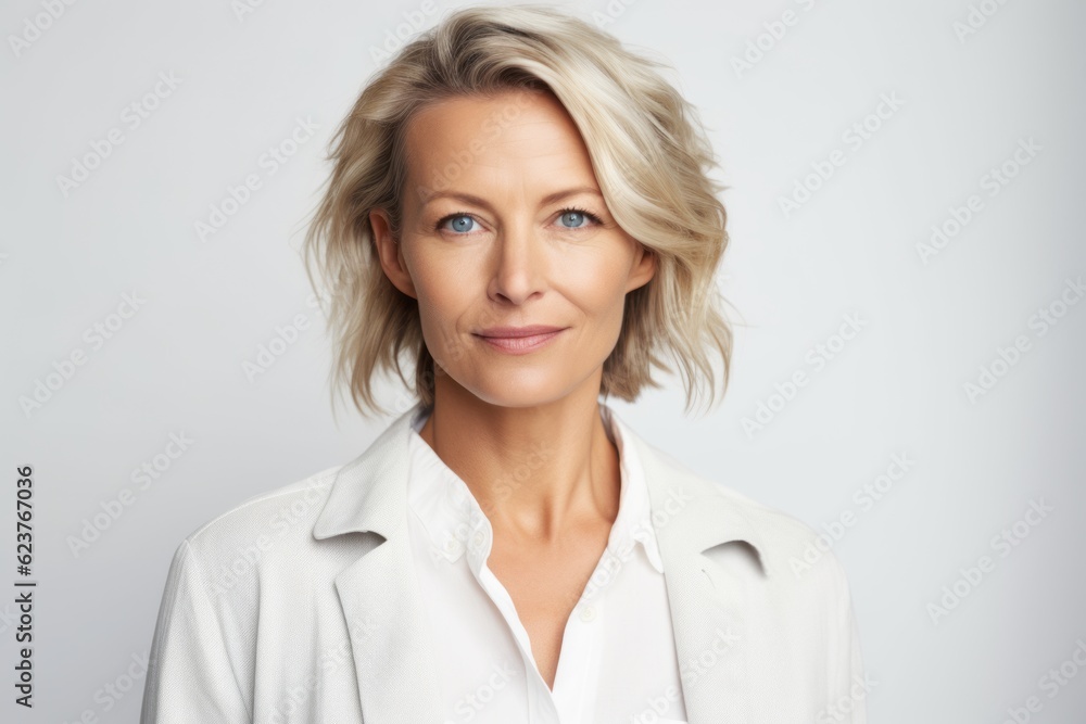 Portrait of a beautiful business woman with blond hair and white shirt Portrait of a beautiful business woman with blond hair and white shirt