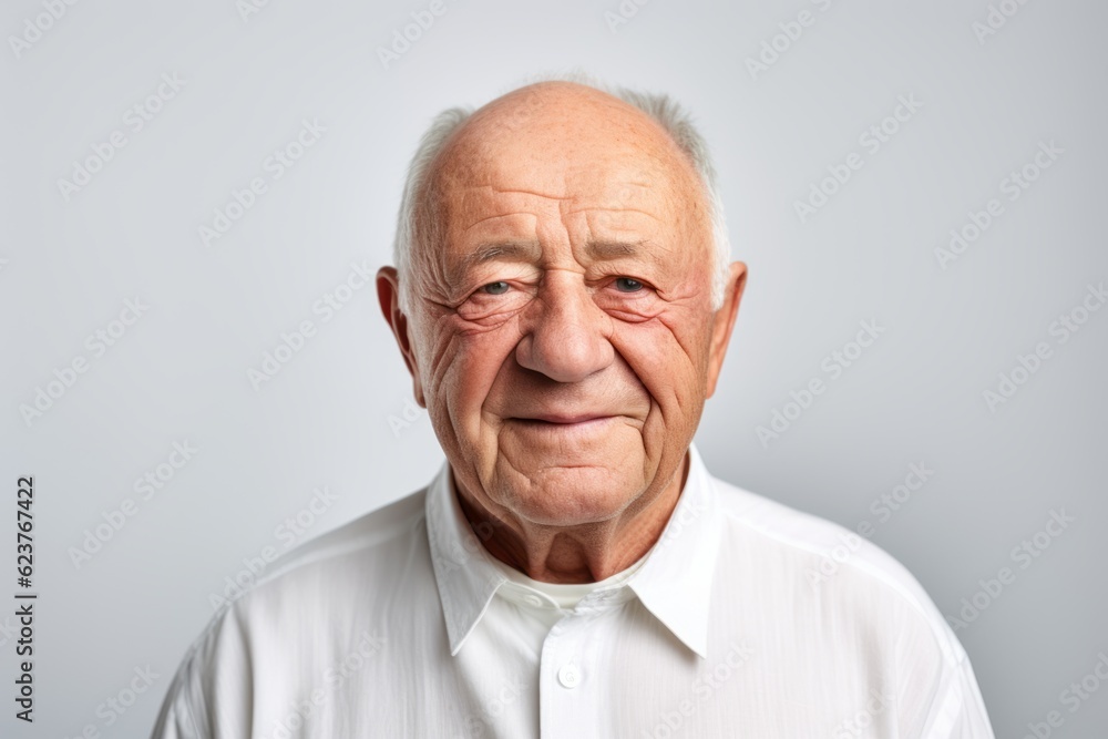 Portrait of a senior man with wrinkles on his face on grey background Portrait of a senior man with wrinkles on his face on grey background