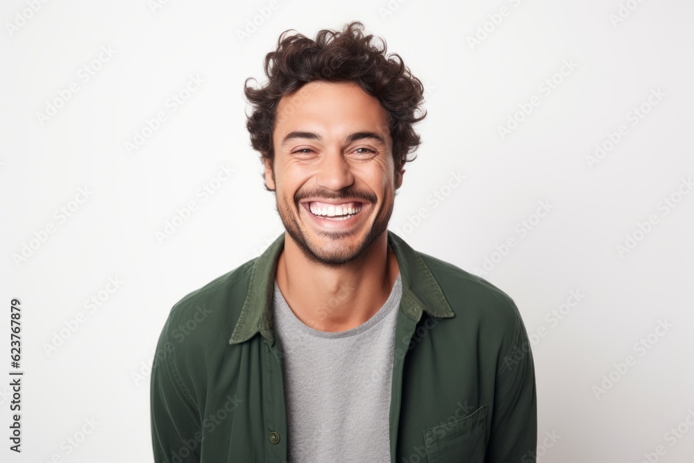 Portrait of a handsome young man laughing isolated on a white background Portrait of a handsome young man laughing isolated on a white background
