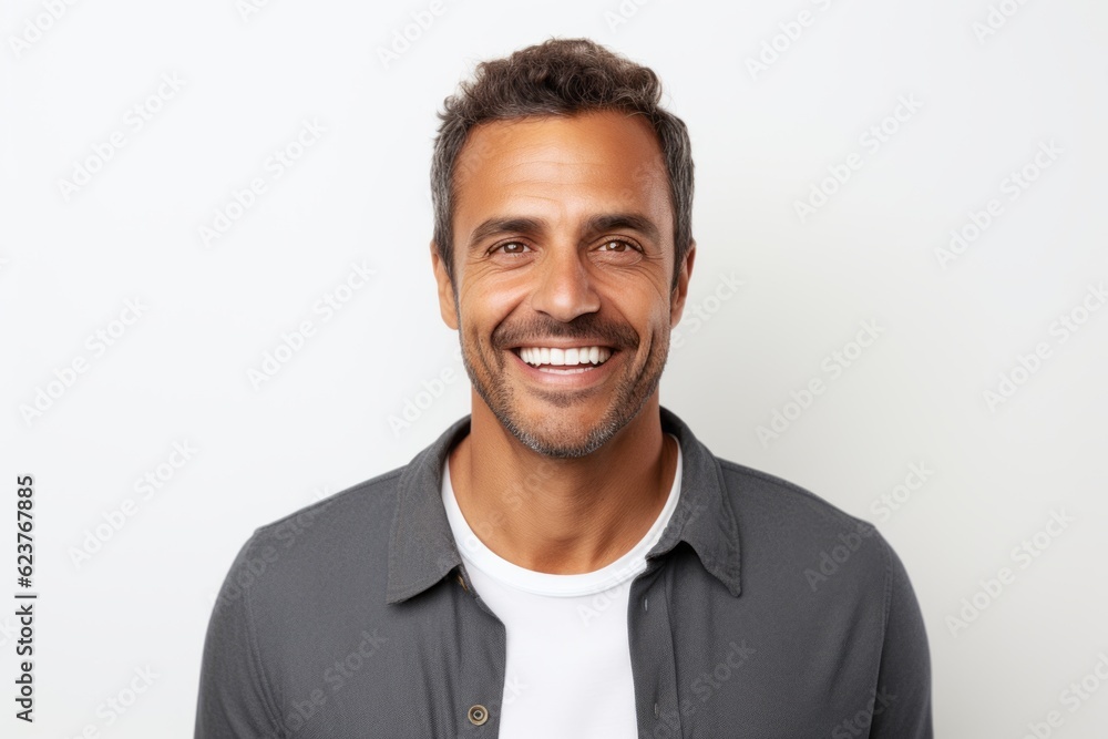 Portrait of a handsome man smiling at the camera on a white background Portrait of a handsome man smiling at the camera on a white background