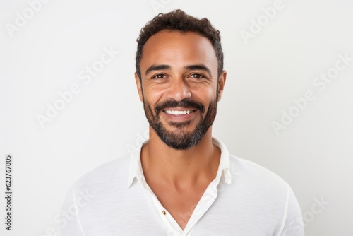 Portrait of a handsome african american man smiling over white background