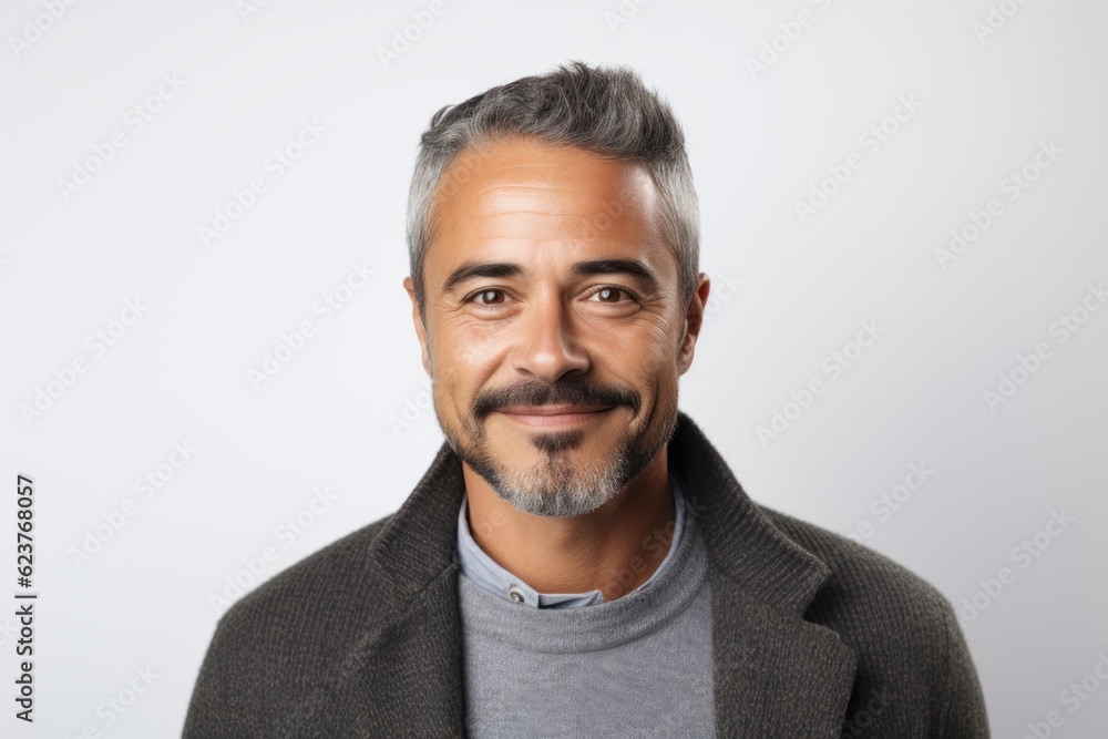Handsome middle-aged man with beard and mustache looking at camera Handsome middle-aged man with beard and mustache looking at camera
