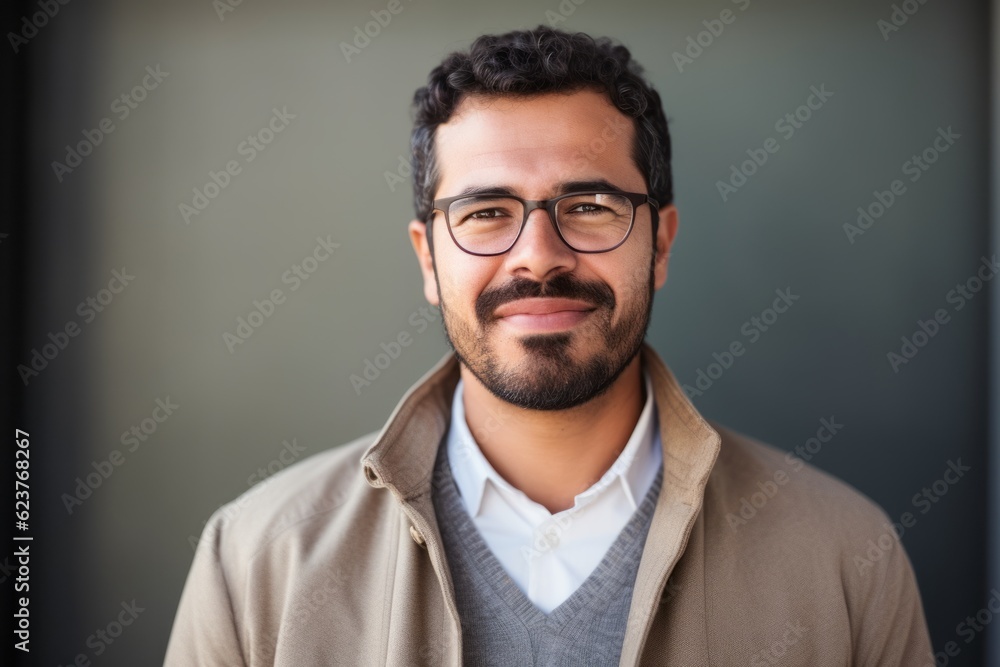 Portrait of handsome young man with eyeglasses against grey background Portrait of handsome young man with eyeglasses against grey background