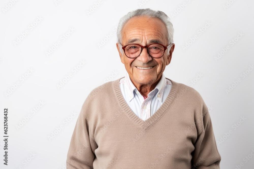 Portrait of a happy senior man with eyeglasses on white background Portrait of a happy senior man with eyeglasses on white background