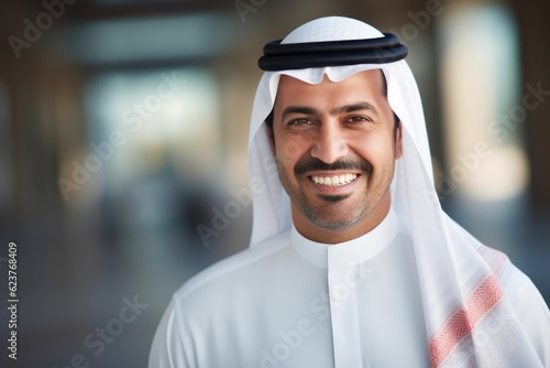 Portrait of a smiling arabian man in a modern office