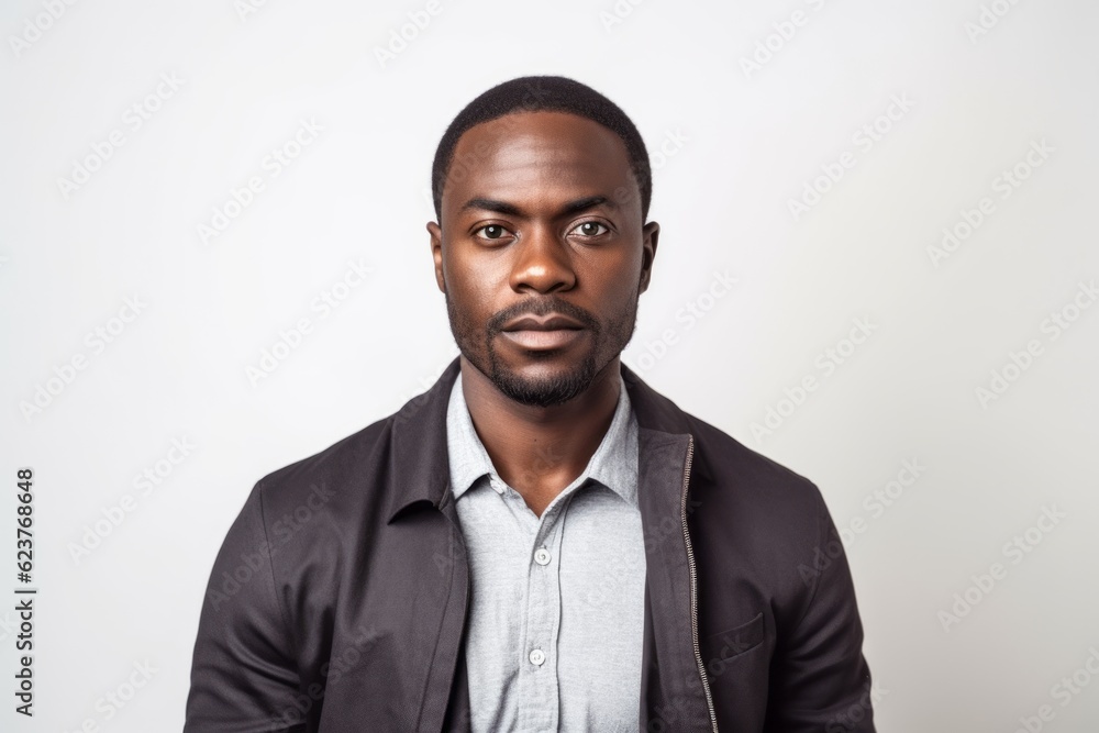Portrait of a young african american man looking at camera over white background Portrait of a young african american man looking at camera over white background