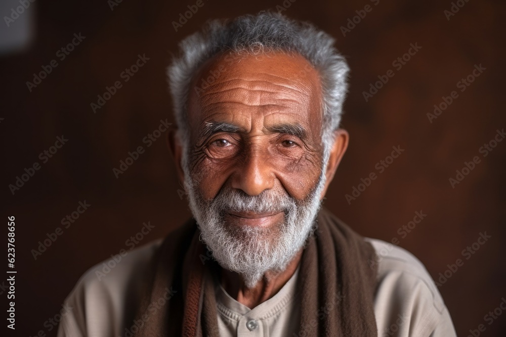 Portrait of an old Indian man with grey hair and beard. Portrait of an old Indian man with grey hair and beard.