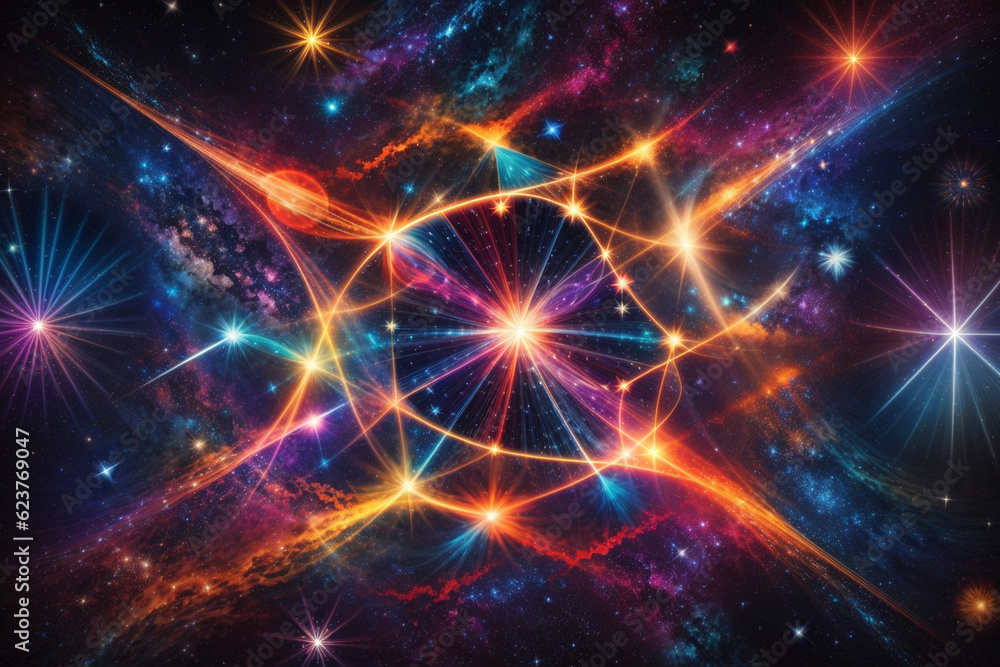 Fototapeta premium Colorful space galaxy cloud nebula. Stary night cosmos. Universe science astronomy. Supernova background wallpaper. Generative Al