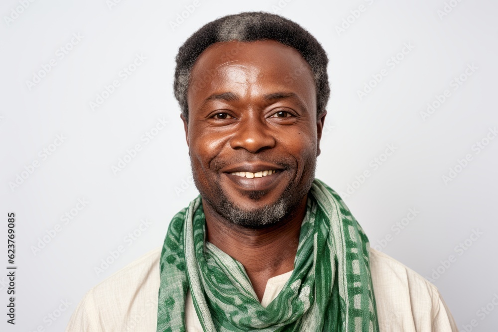 Portrait of a smiling african american man with a green scarf Portrait of a smiling african american man with a green scarf