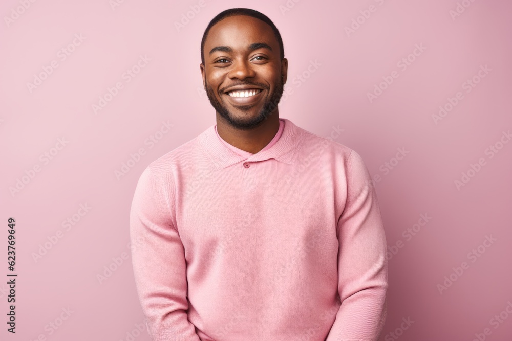 Portrait of a smiling african american man standing against pink background Portrait of a smiling african american man standing against pink background