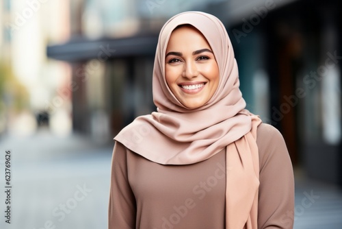 hijab woman wearing hijab over urban background. smiling muslim woman