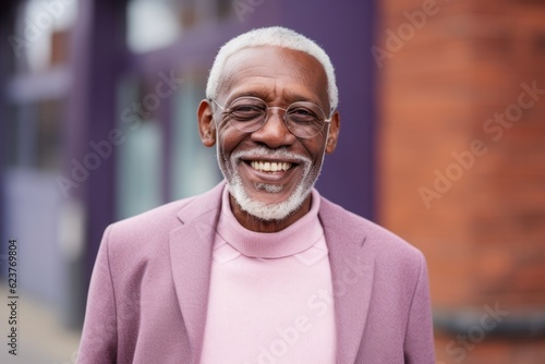 Portrait of senior african american man with eyeglasses smiling outdoors
