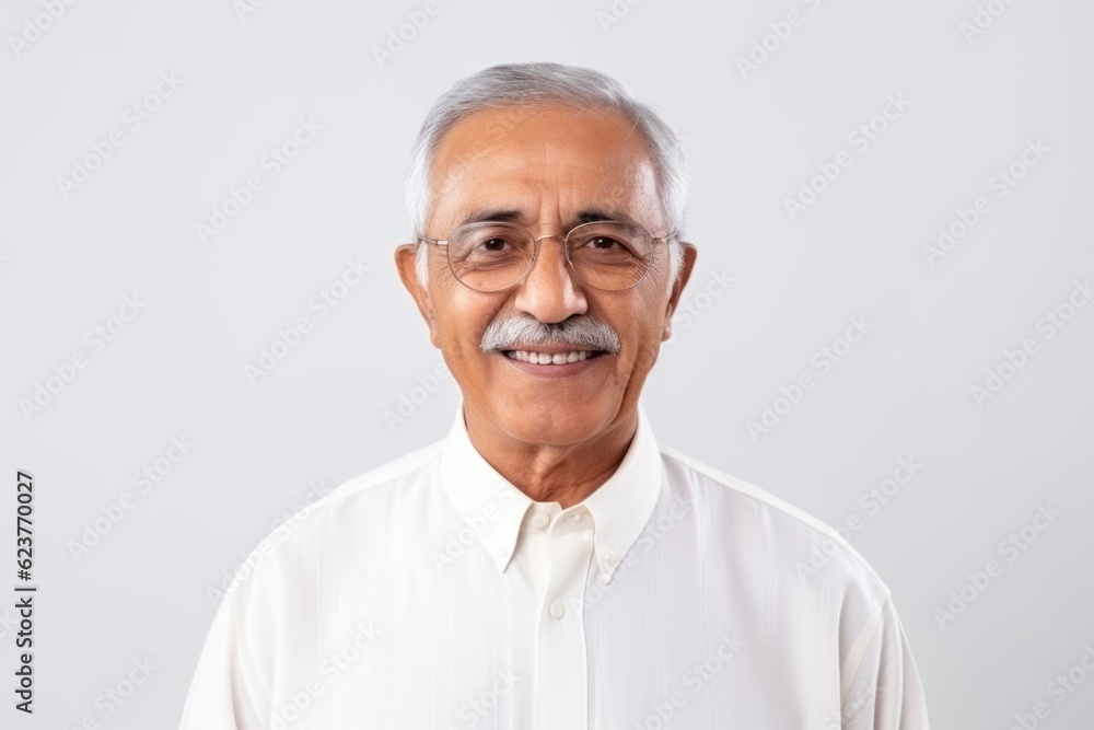 Portrait of senior asian man in white shirt on white background Portrait of senior asian man in white shirt on white background