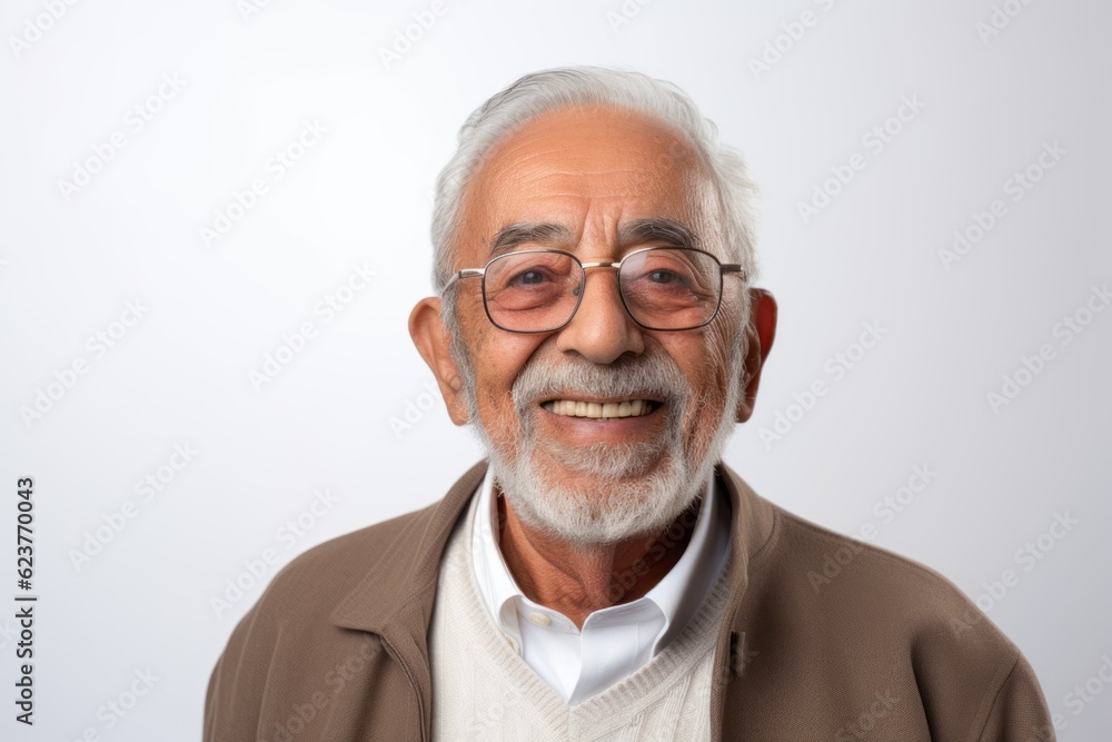 Portrait of a senior Indian man with eyeglasses on white background Portrait of a senior Indian man with eyeglasses on white background