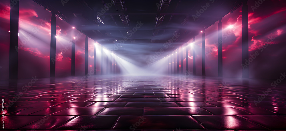 dark empty scene with foggy neon light on black background Generative AI dark empty scene with foggy neon light on black background Generative AI