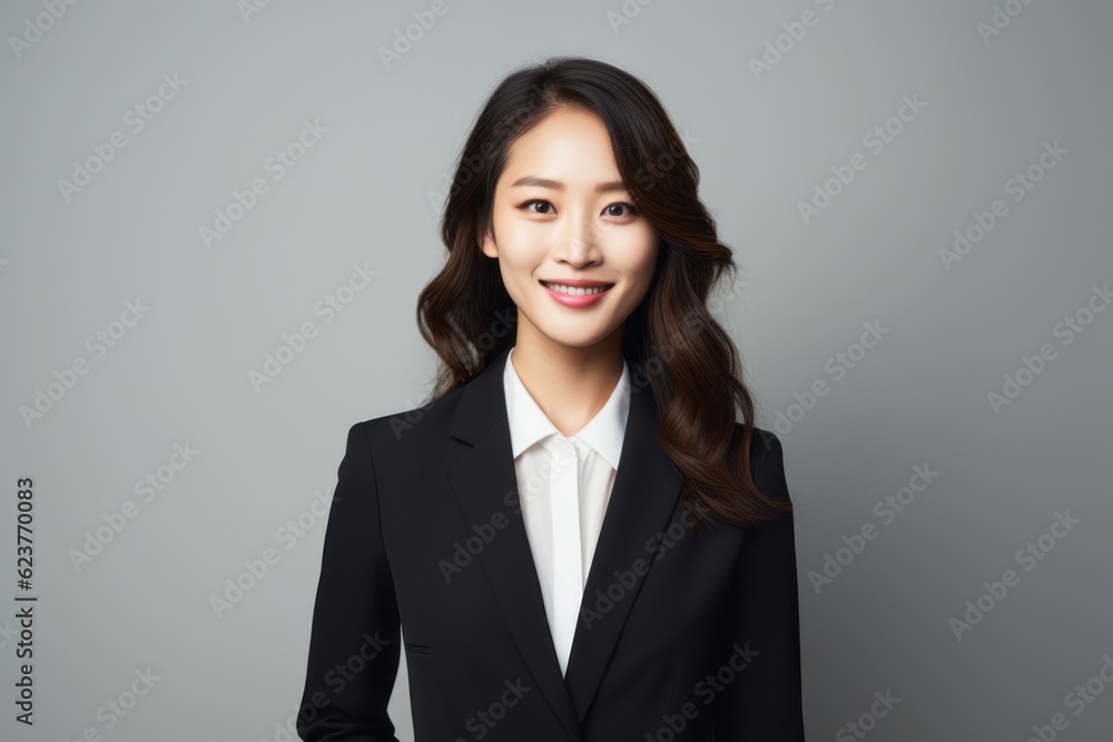 Portrait of a smiling young asian businesswoman in black suit Portrait of a smiling young asian businesswoman in black suit