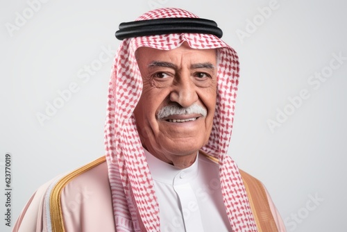 Portrait of a smiling senior arabian man in traditional dress