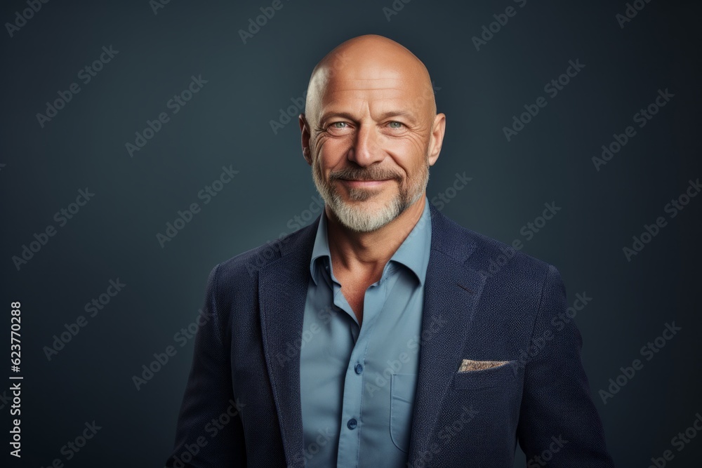 Portrait of a smiling mature businessman in a suit on a dark background Portrait of a smiling mature businessman in a suit on a dark background
