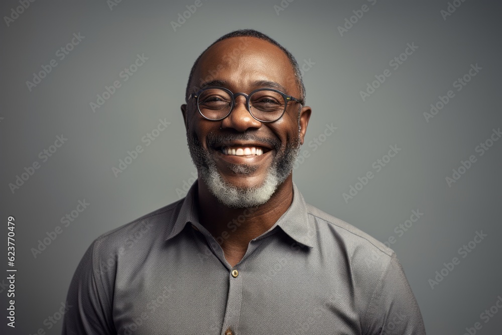 Cheerful african american man in eyeglasses looking at camera Cheerful african american man in eyeglasses looking at camera