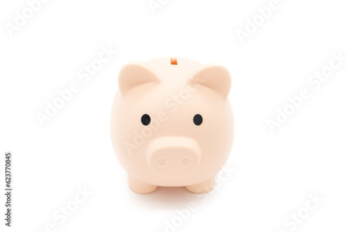 Piggy bank isolated on white background. Saving pig  small money box  planning home finances concept.
