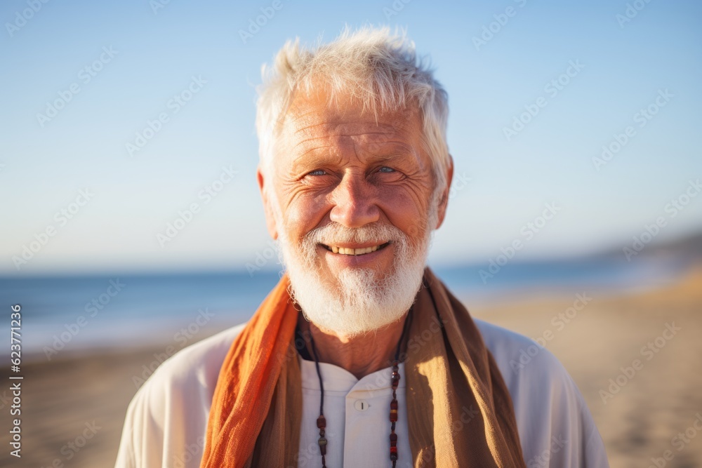 Portrait of smiling senior man standing on the beach at the day time Portrait of smiling senior man standing on the beach at the day time