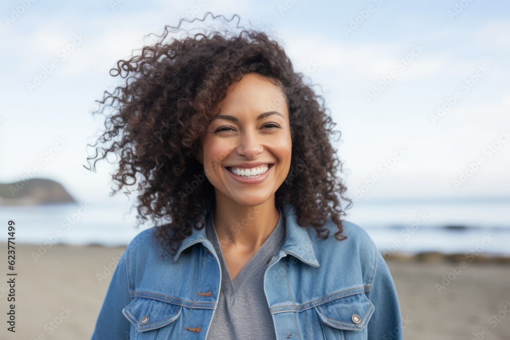 Portrait of a smiling young woman at the beach on a sunny day Portrait of a smiling young woman at the beach on a sunny day