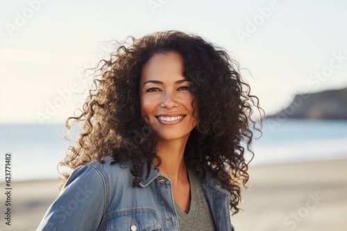 Portrait of a smiling young woman at the beach on a sunny day