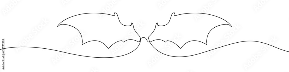 Bat icon line continuous drawing vector. One line Bat wings icon vector ...